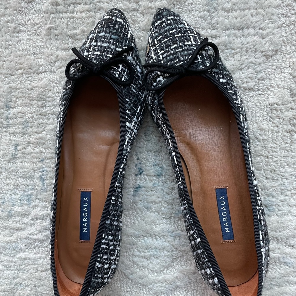 Margaux The Pointe flats. Boucle black with suede bows, gently worn. Size 39.5 N